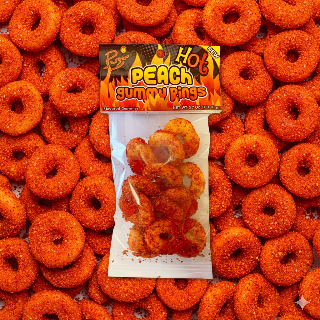 Hot Peach Gummy Rings 5 Pk