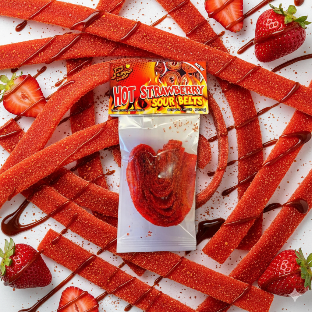 Hot Strawberry Sour Belts 5 Pk