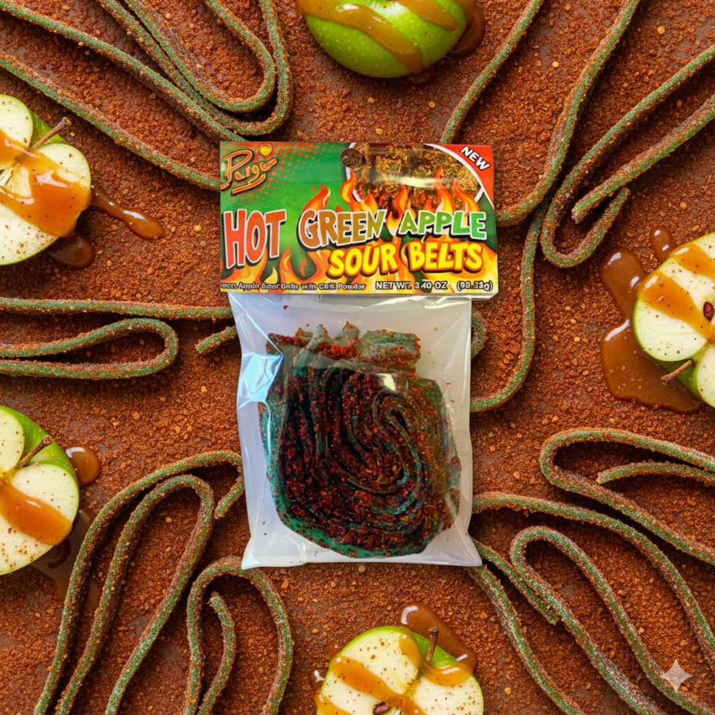 Hot Green Apple Sour Belts 5 Pk
