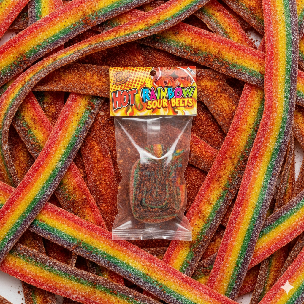 Hot Rainbow Sour Belts 5 Pk