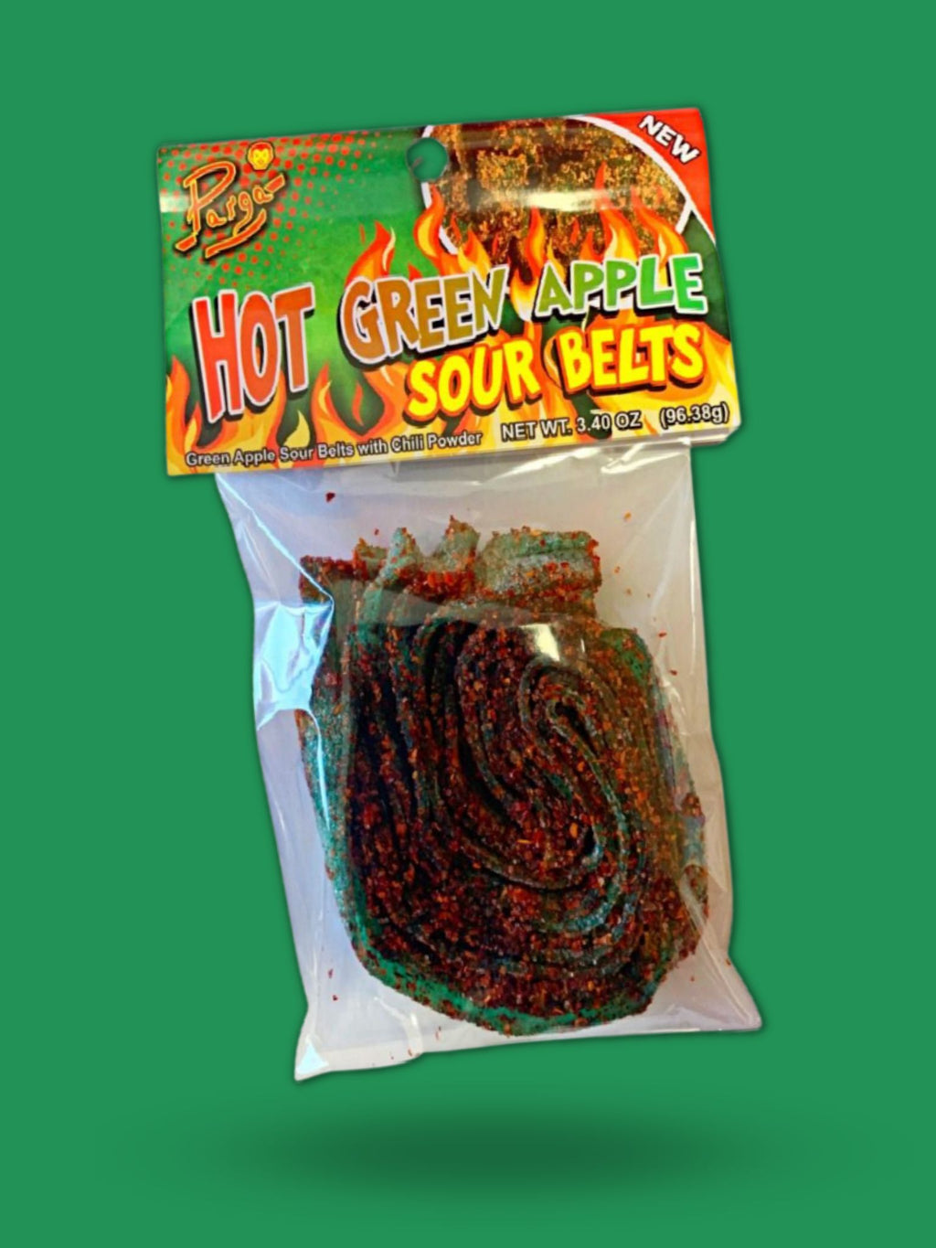 Hot Green Apple Sour Belts 5 Pk