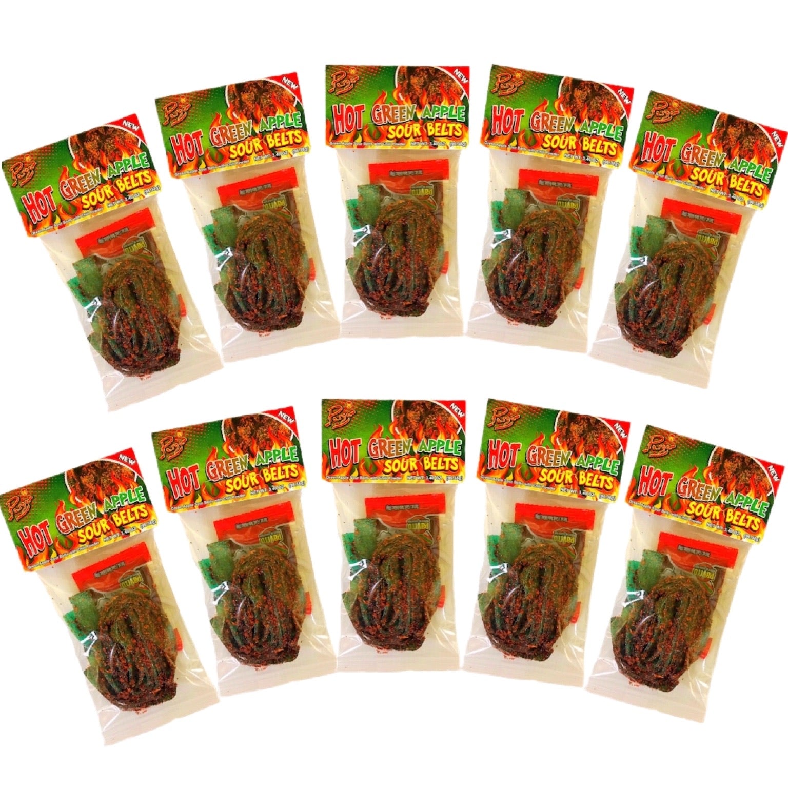 Hot Green Apple Sour Belts 5 Pk
