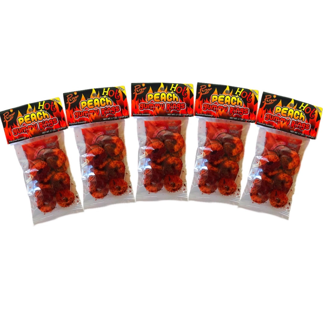 Hot Peach Gummy Rings 5 Pk