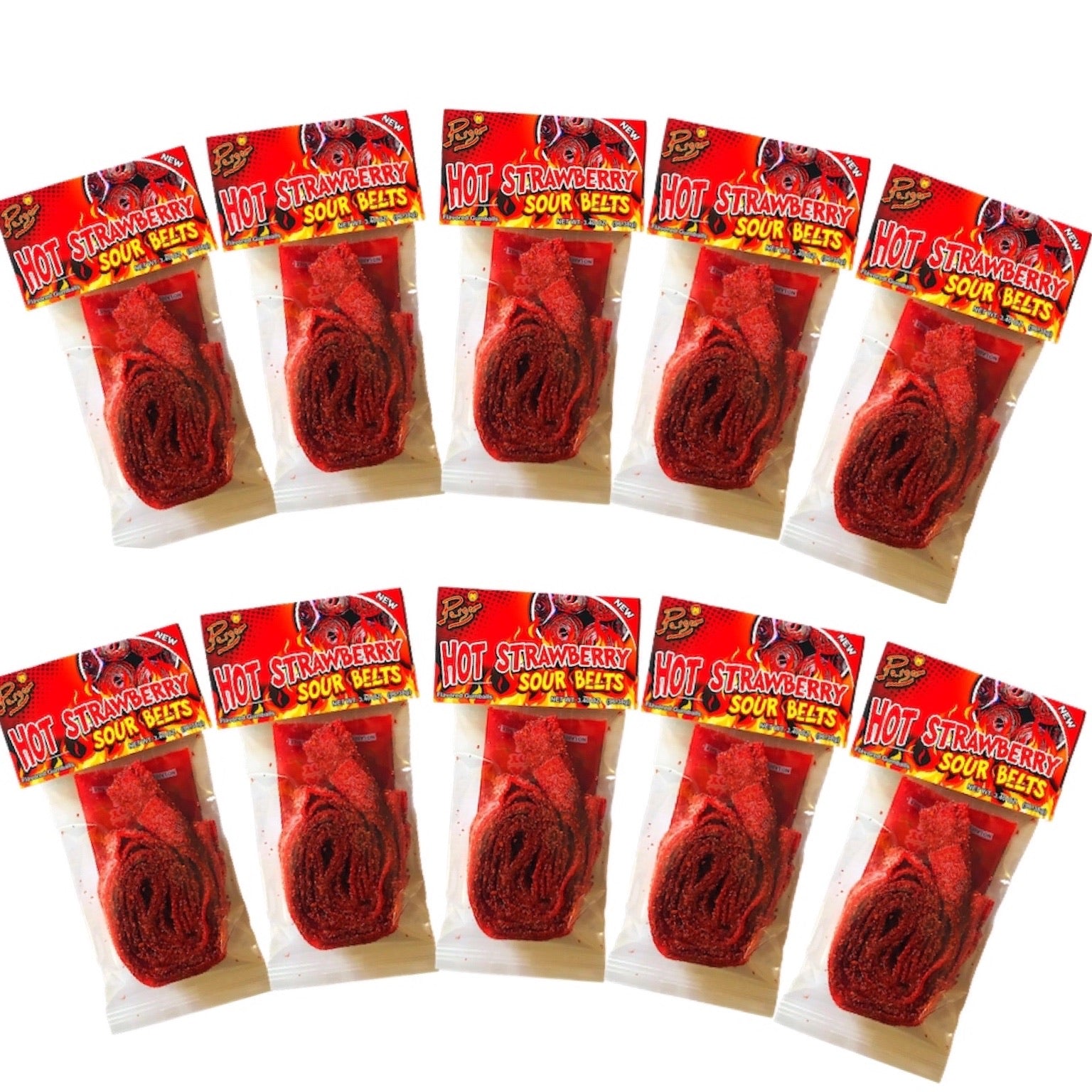 Hot Strawberry Sour Belts 5 Pk