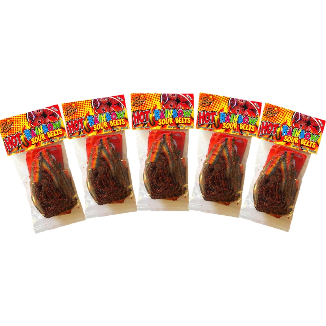 Hot Rainbow Sour Belts 5 Pk