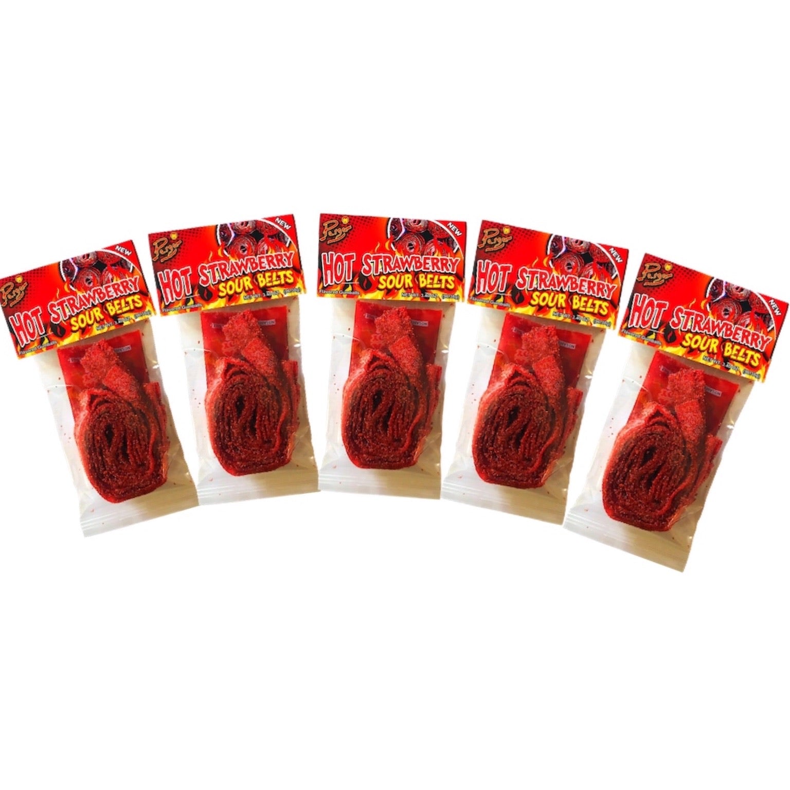 Hot Strawberry Sour Belts 5 Pk